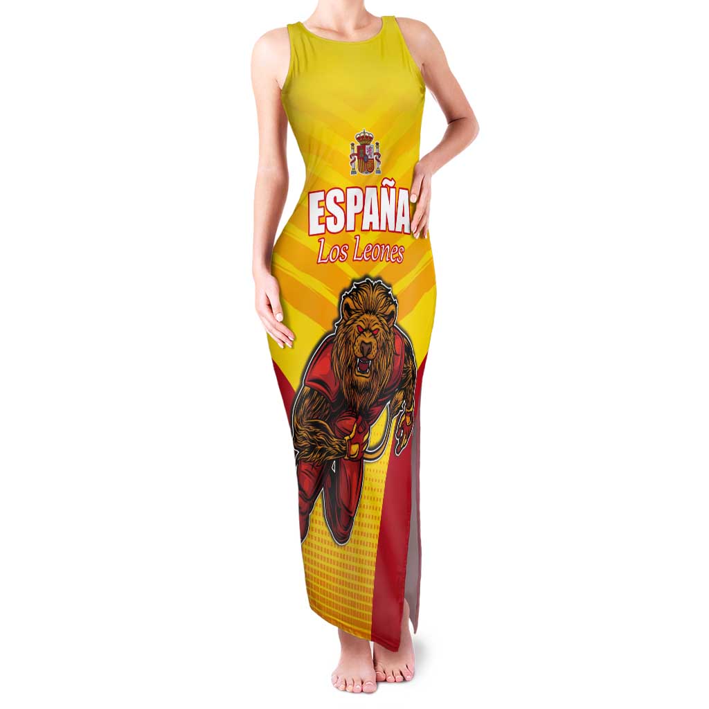 Custom Espana Rugby Spain Tank Maxi Dress Lion Mascot Come on Los Leones Yellow Style