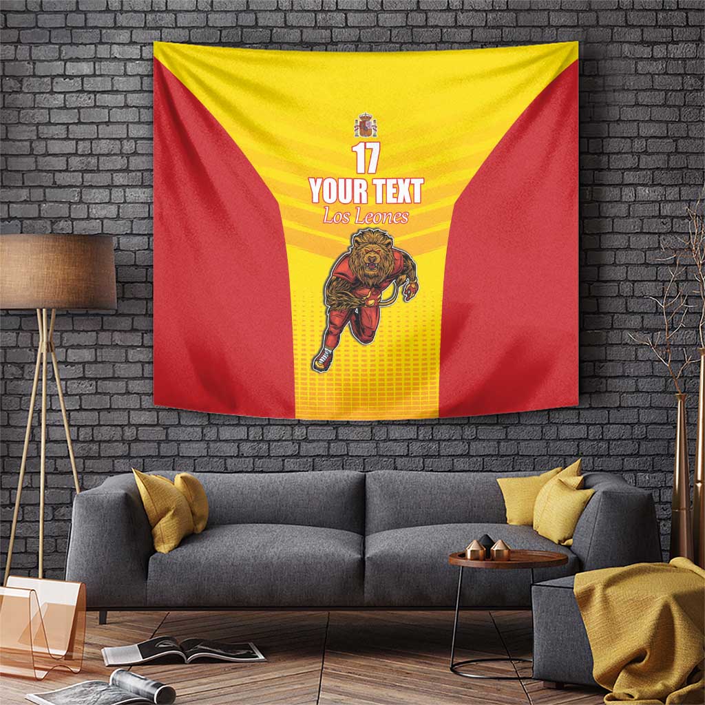Custom Espana Rugby Spain Tapestry Lion Mascot Come on Los Leones Yellow Style