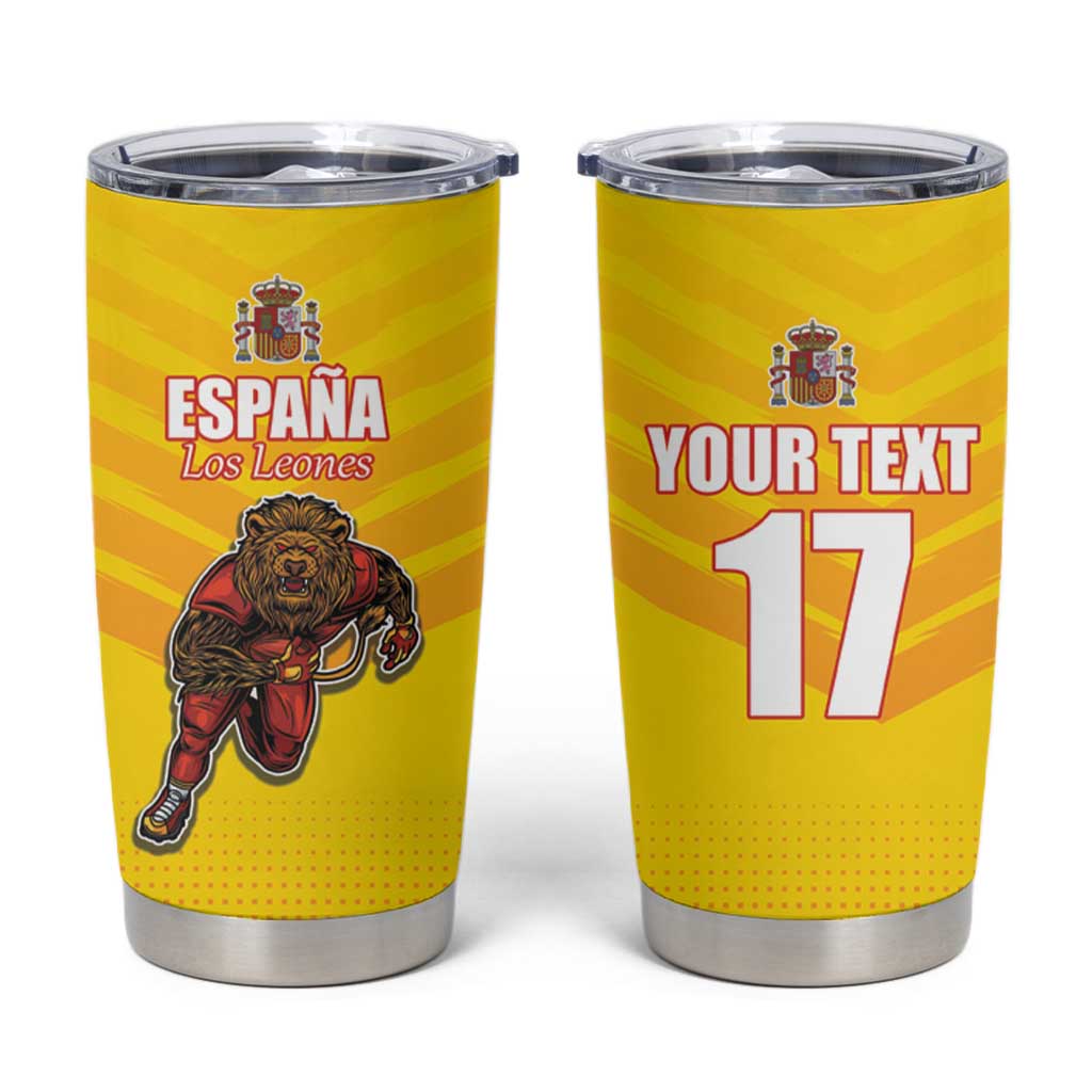 Custom Espana Rugby Spain Tumbler Cup Lion Mascot Come on Los Leones Yellow Style