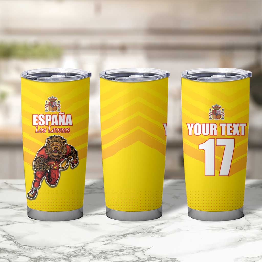 Custom Espana Rugby Spain Tumbler Cup Lion Mascot Come on Los Leones Yellow Style