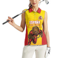 Custom Espana Rugby Spain Women Sleeveless Polo Shirt Lion Mascot Come on Los Leones Yellow Style
