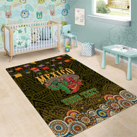Personalized Mexico Cinco De Mayo Area Rug Chilli Pepper and Cactus