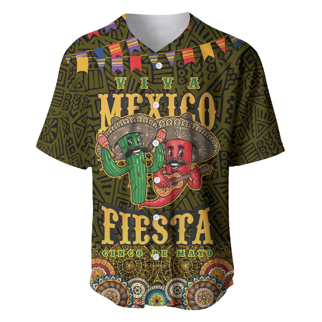 Personalized Mexico Cinco De Mayo Baseball Jersey Chilli Pepper and Cactus