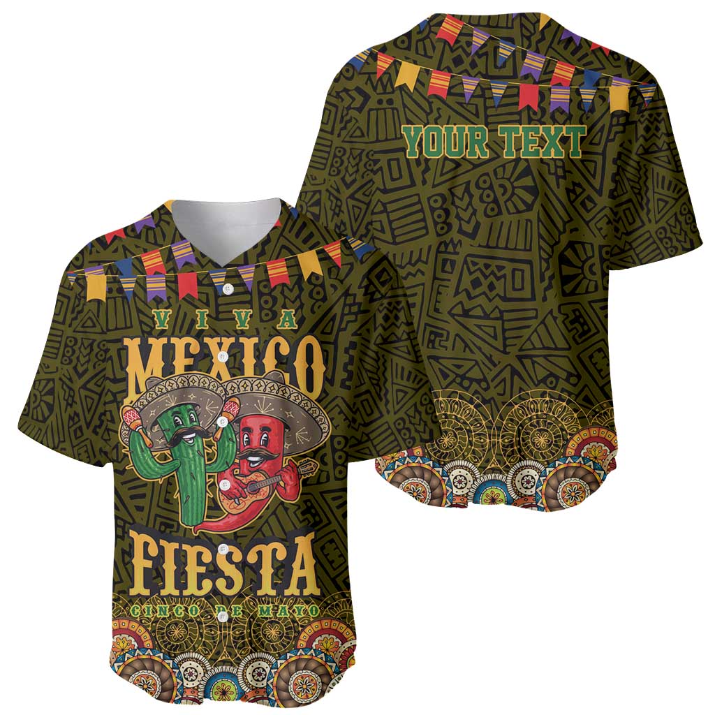 Personalized Mexico Cinco De Mayo Baseball Jersey Chilli Pepper and Cactus