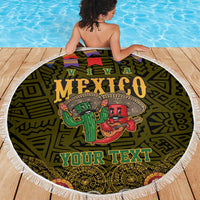 Personalized Mexico Cinco De Mayo Beach Blanket Chilli Pepper and Cactus