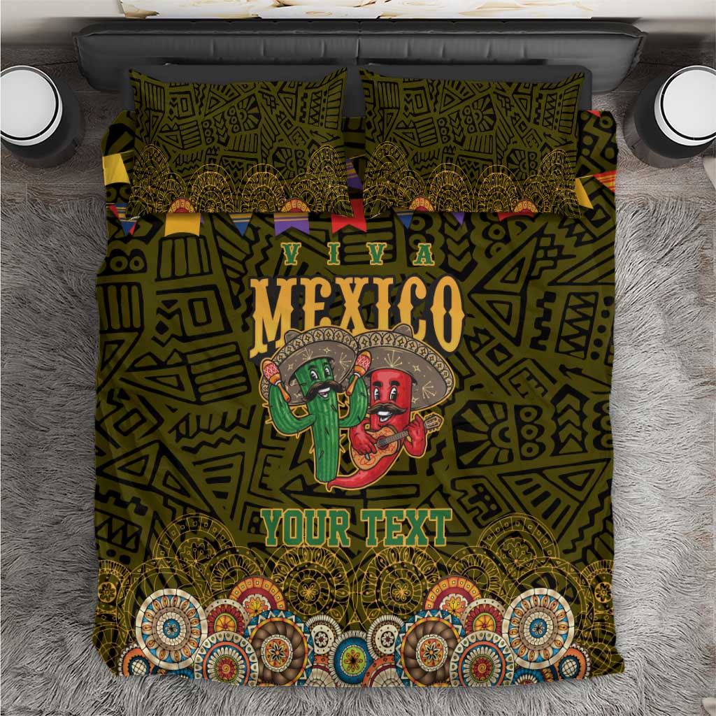 Personalized Mexico Cinco De Mayo Bedding Set Chilli Pepper and Cactus