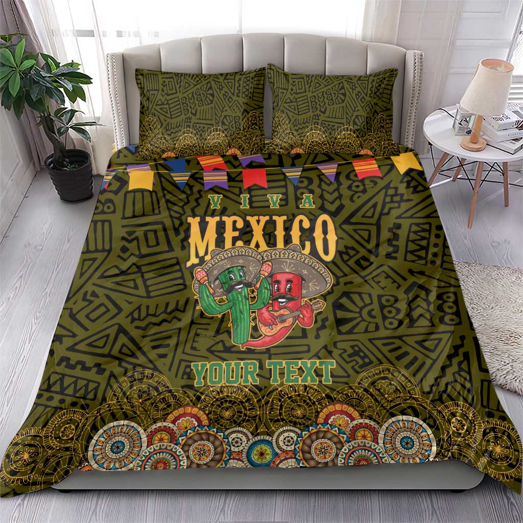 Personalized Mexico Cinco De Mayo Bedding Set Chilli Pepper and Cactus