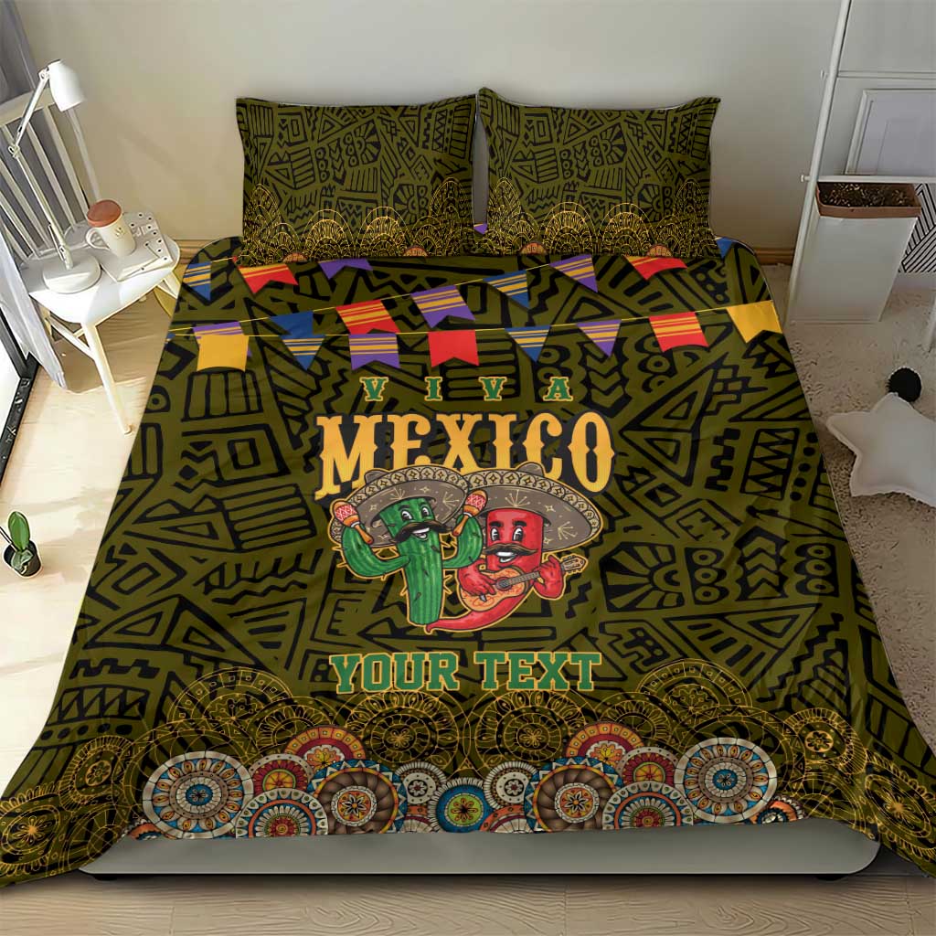 Personalized Mexico Cinco De Mayo Bedding Set Chilli Pepper and Cactus