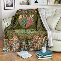 Personalized Mexico Cinco De Mayo Blanket Chilli Pepper and Cactus