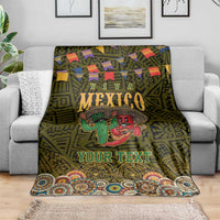 Personalized Mexico Cinco De Mayo Blanket Chilli Pepper and Cactus