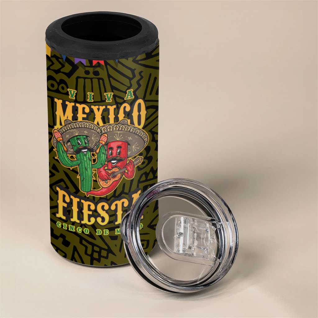 Personalized Mexico Cinco De Mayo 4 in 1 Can Cooler Tumbler Chilli Pepper and Cactus