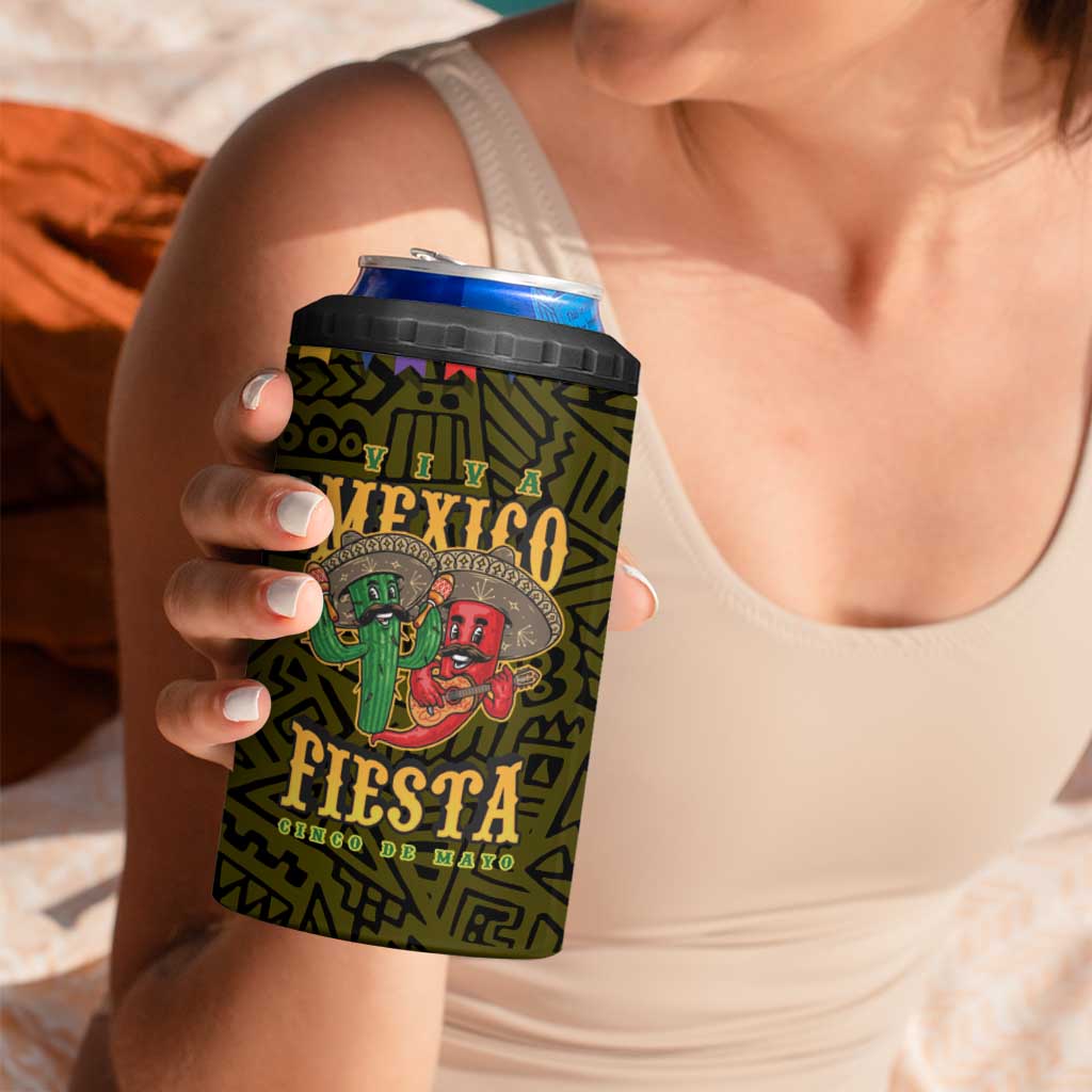 Personalized Mexico Cinco De Mayo 4 in 1 Can Cooler Tumbler Chilli Pepper and Cactus