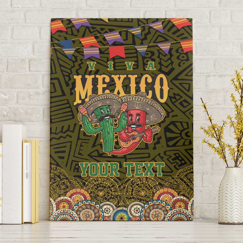 Personalized Mexico Cinco De Mayo Canvas Wall Art Chilli Pepper and Cactus