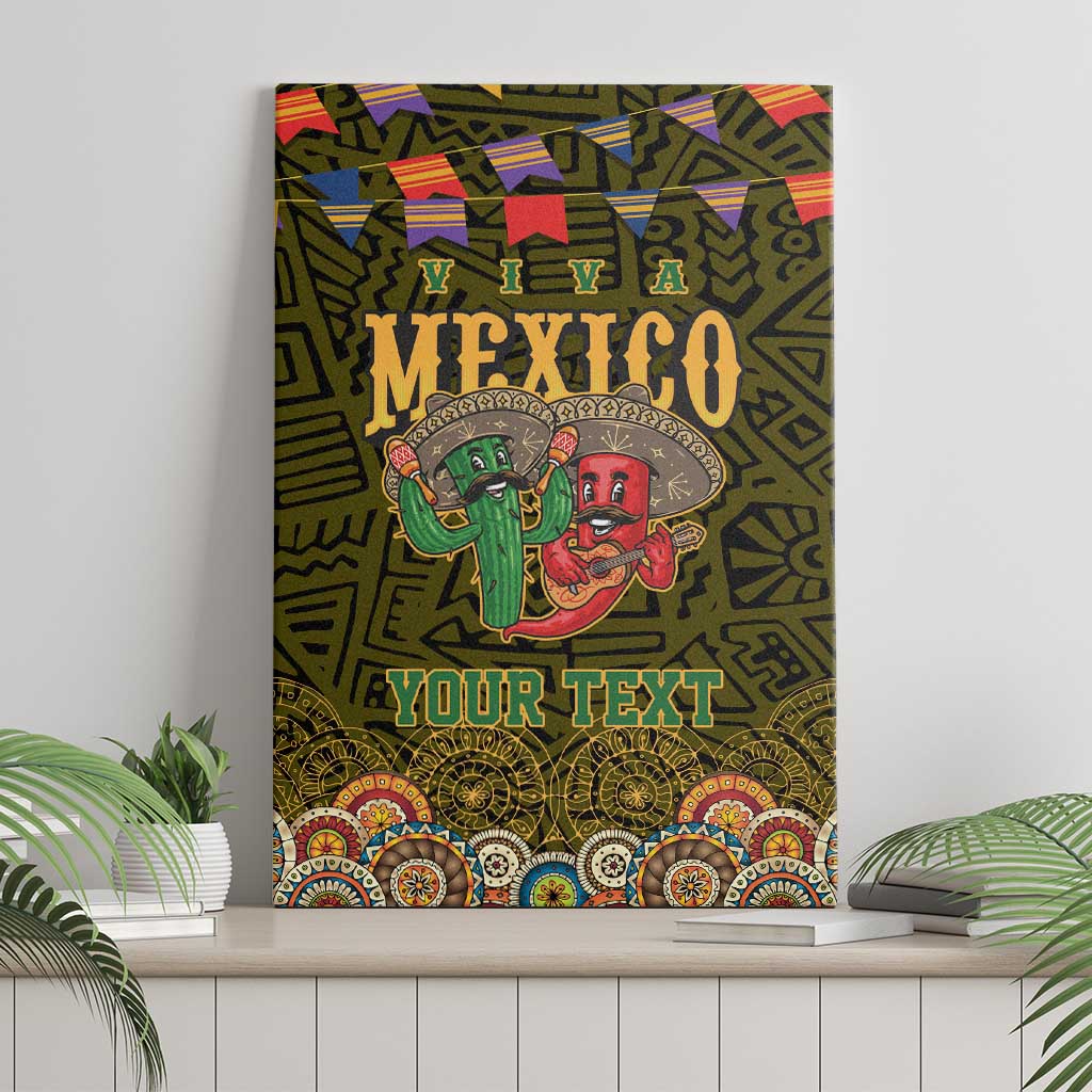 Personalized Mexico Cinco De Mayo Canvas Wall Art Chilli Pepper and Cactus