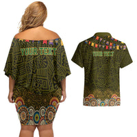 Personalized Mexico Cinco De Mayo Couples Matching Off Shoulder Short Dress and Hawaiian Shirt Chilli Pepper and Cactus