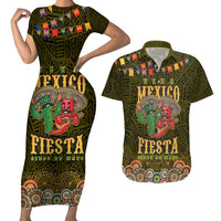 Personalized Mexico Cinco De Mayo Couples Matching Short Sleeve Bodycon Dress and Hawaiian Shirt Chilli Pepper and Cactus