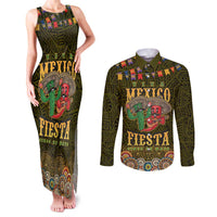 Personalized Mexico Cinco De Mayo Couples Matching Tank Maxi Dress and Long Sleeve Button Shirt Chilli Pepper and Cactus