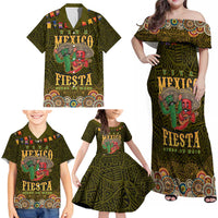 Personalized Mexico Cinco De Mayo Family Matching Off Shoulder Maxi Dress and Hawaiian Shirt Chilli Pepper and Cactus