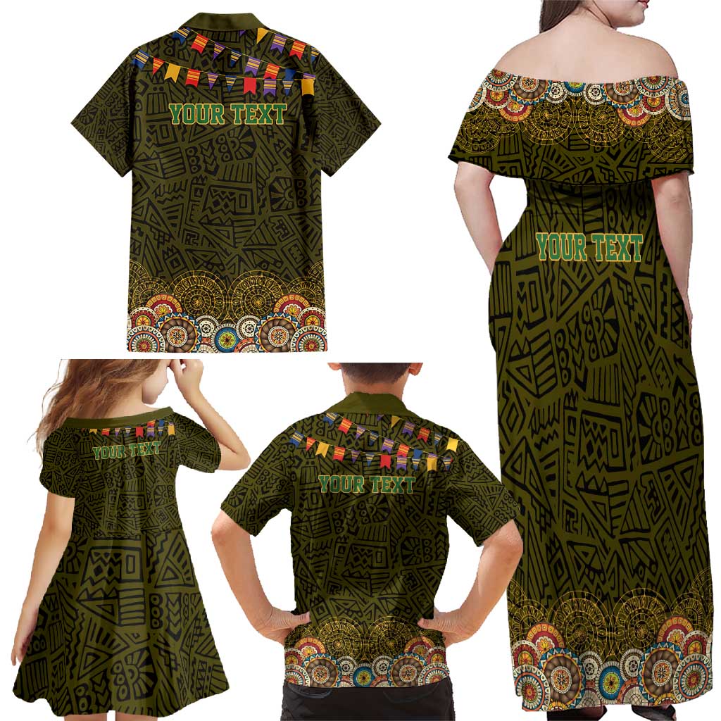 Personalized Mexico Cinco De Mayo Family Matching Off Shoulder Maxi Dress and Hawaiian Shirt Chilli Pepper and Cactus