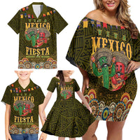 Personalized Mexico Cinco De Mayo Family Matching Off Shoulder Short Dress and Hawaiian Shirt Chilli Pepper and Cactus