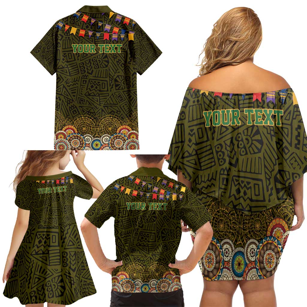 Personalized Mexico Cinco De Mayo Family Matching Off Shoulder Short Dress and Hawaiian Shirt Chilli Pepper and Cactus