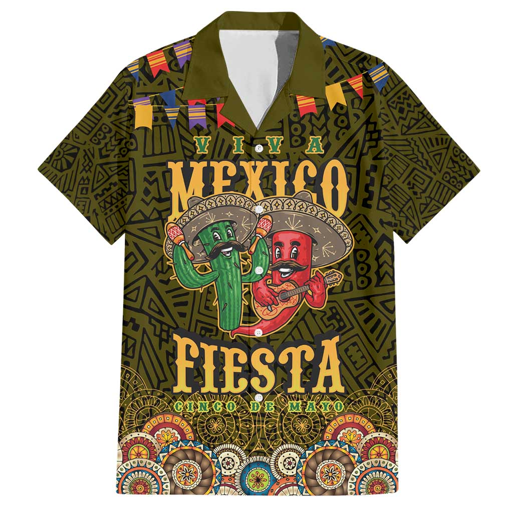 Personalized Mexico Cinco De Mayo Family Matching Short Sleeve Bodycon Dress and Hawaiian Shirt Chilli Pepper and Cactus