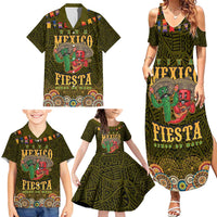 Personalized Mexico Cinco De Mayo Family Matching Summer Maxi Dress and Hawaiian Shirt Chilli Pepper and Cactus