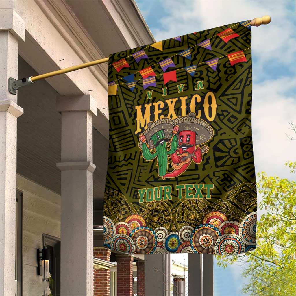 Personalized Mexico Cinco De Mayo Garden Flag Chilli Pepper and Cactus