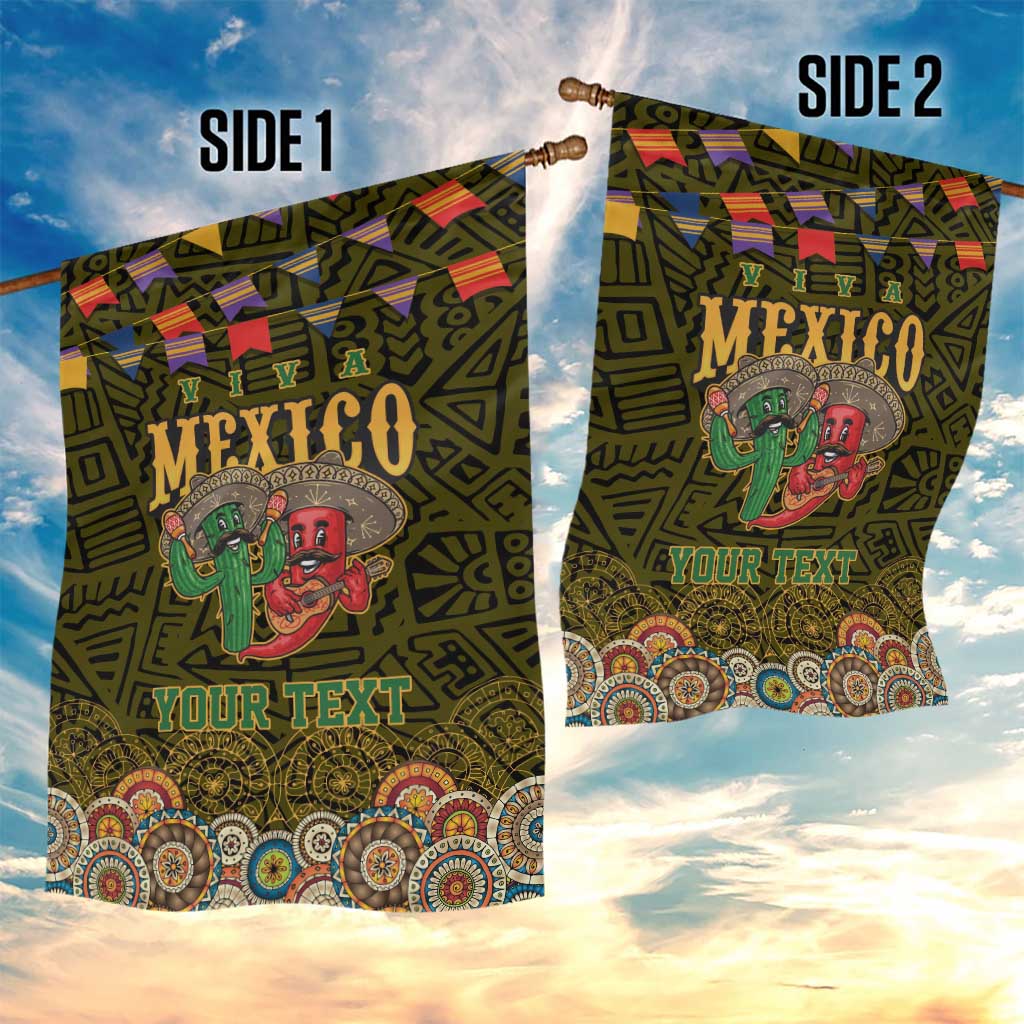 Personalized Mexico Cinco De Mayo Garden Flag Chilli Pepper and Cactus