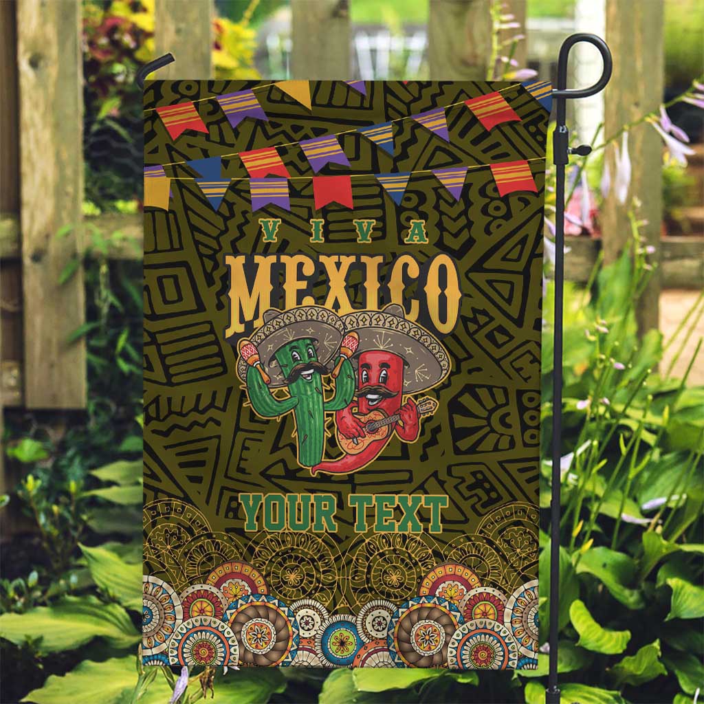 Personalized Mexico Cinco De Mayo Garden Flag Chilli Pepper and Cactus