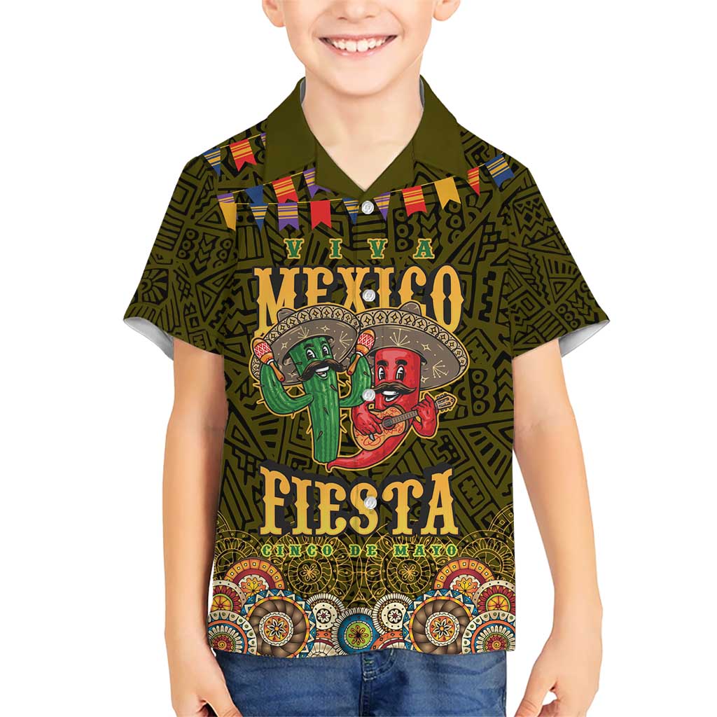 Personalized Mexico Cinco De Mayo Kid Hawaiian Shirt Chilli Pepper and Cactus