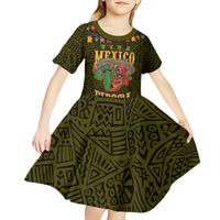 Personalized Mexico Cinco De Mayo Kid Short Sleeve Dress Chilli Pepper and Cactus