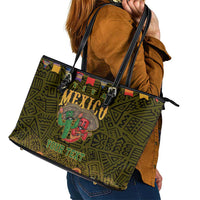 Personalized Mexico Cinco De Mayo Leather Tote Bag Chilli Pepper and Cactus