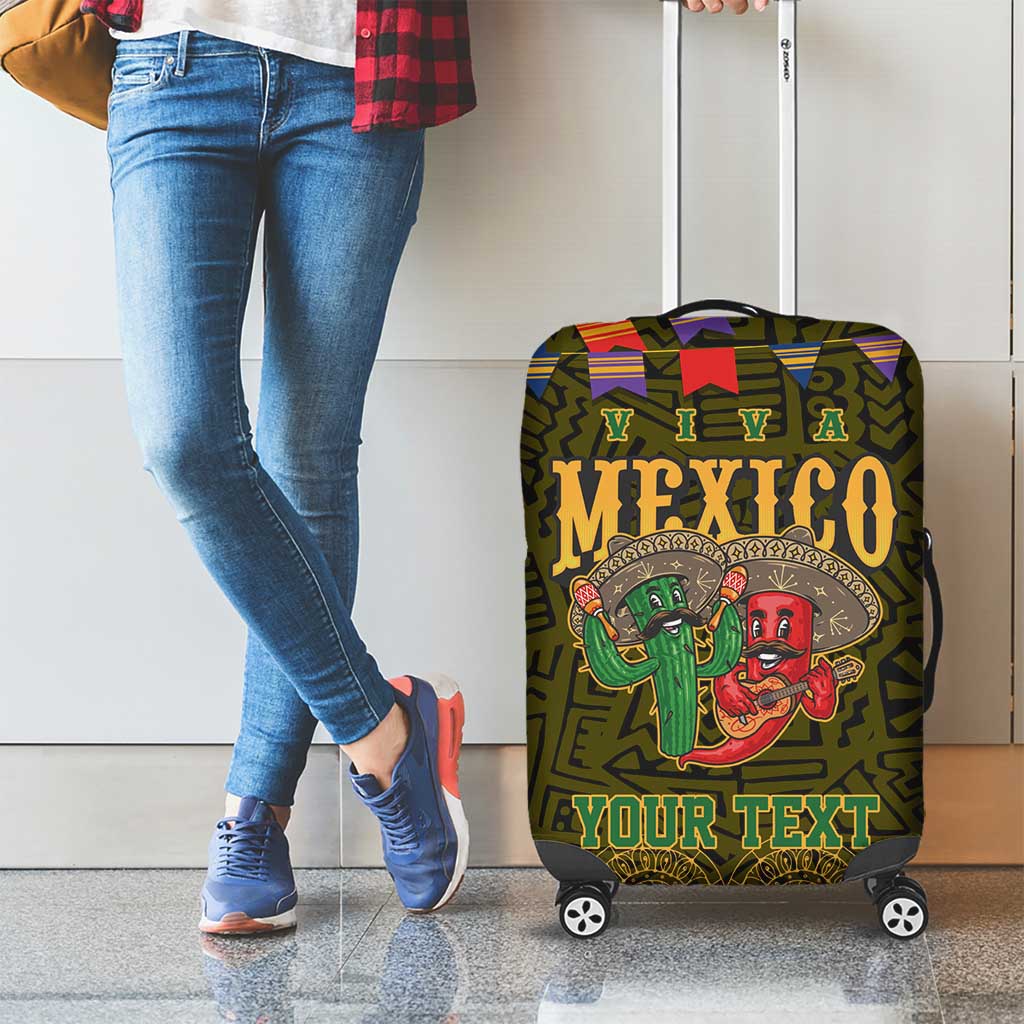 Personalized Mexico Cinco De Mayo Luggage Cover Chilli Pepper and Cactus