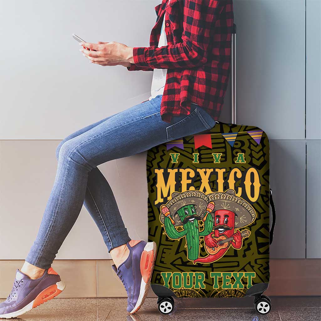 Personalized Mexico Cinco De Mayo Luggage Cover Chilli Pepper and Cactus