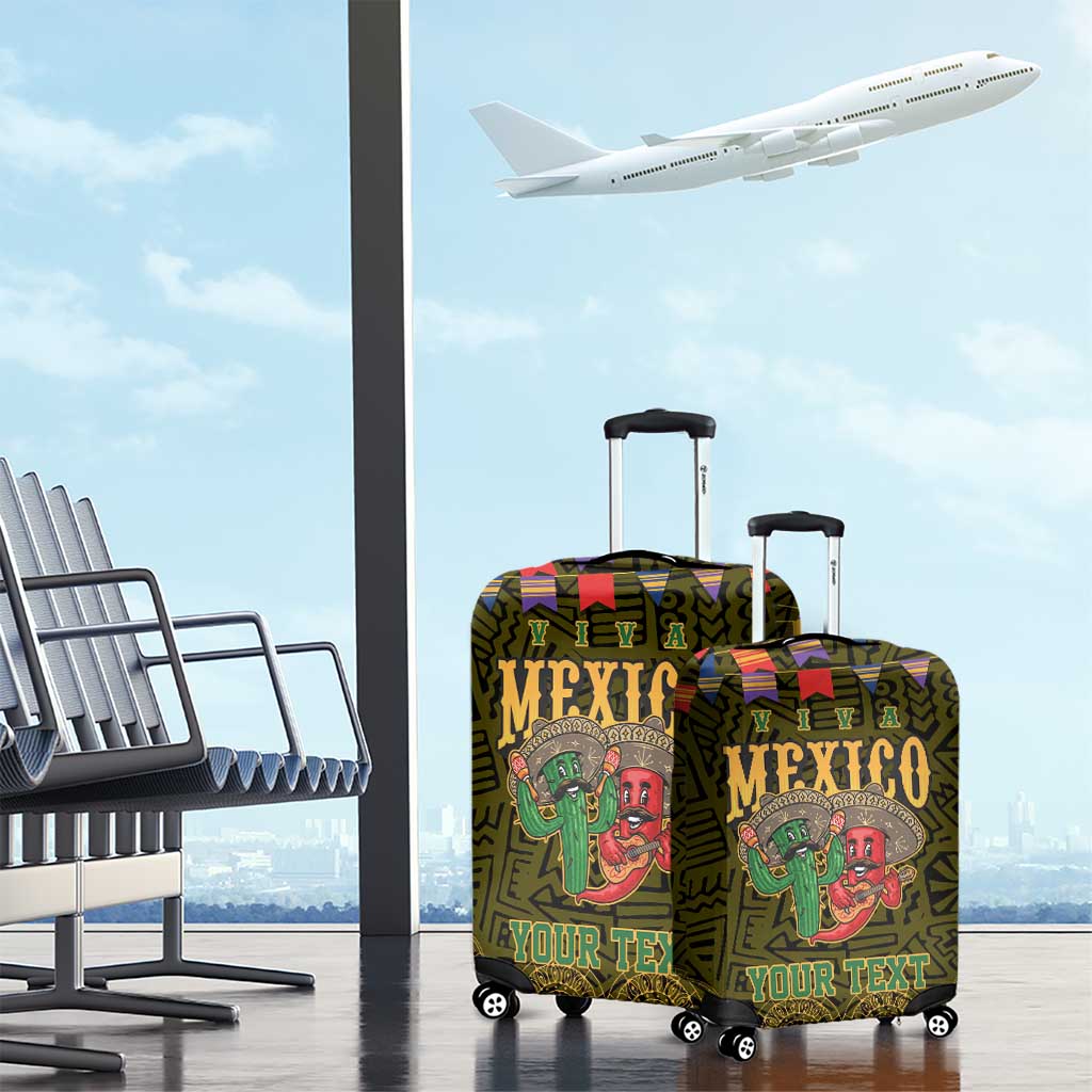 Personalized Mexico Cinco De Mayo Luggage Cover Chilli Pepper and Cactus