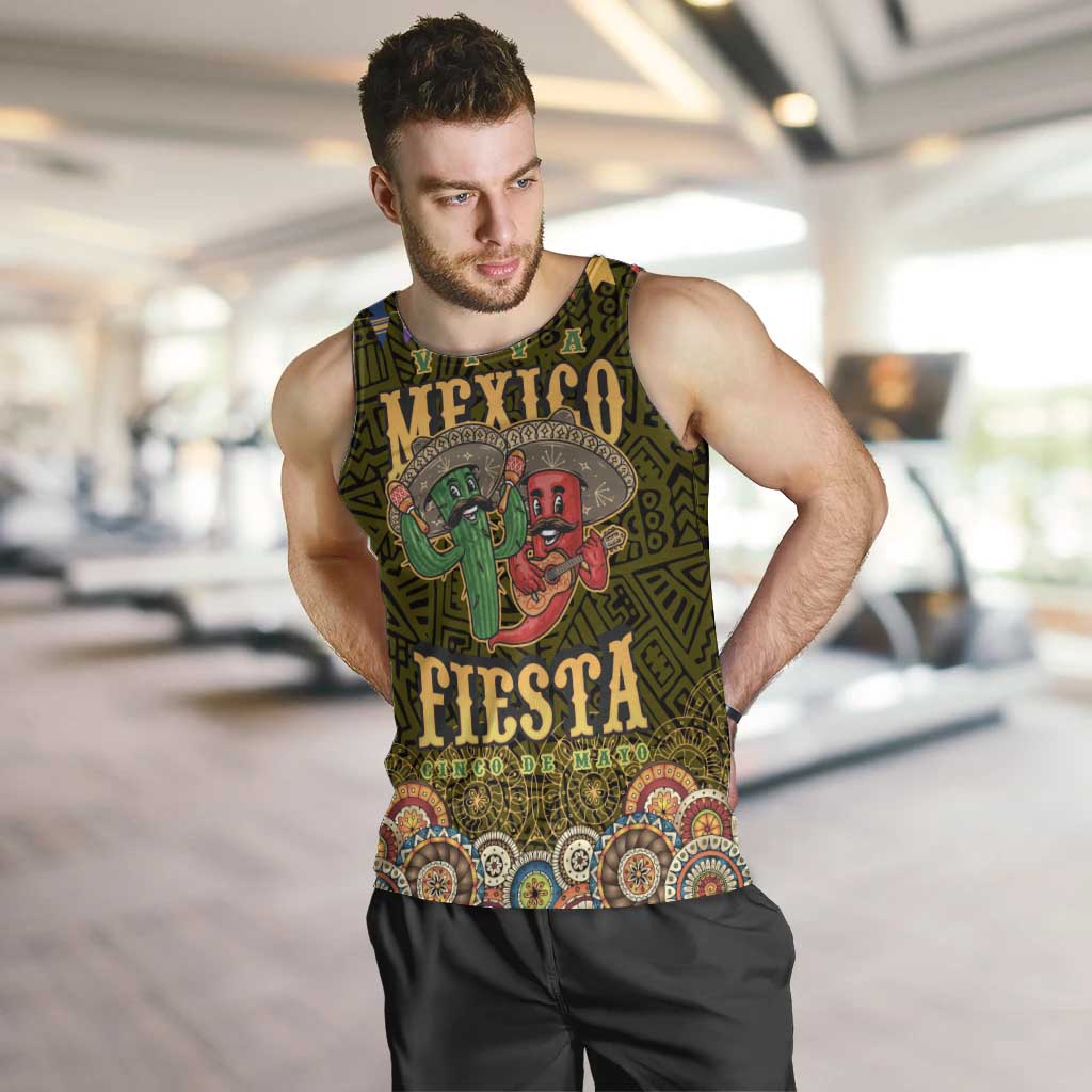 Personalized Mexico Cinco De Mayo Men Tank Top Chilli Pepper and Cactus