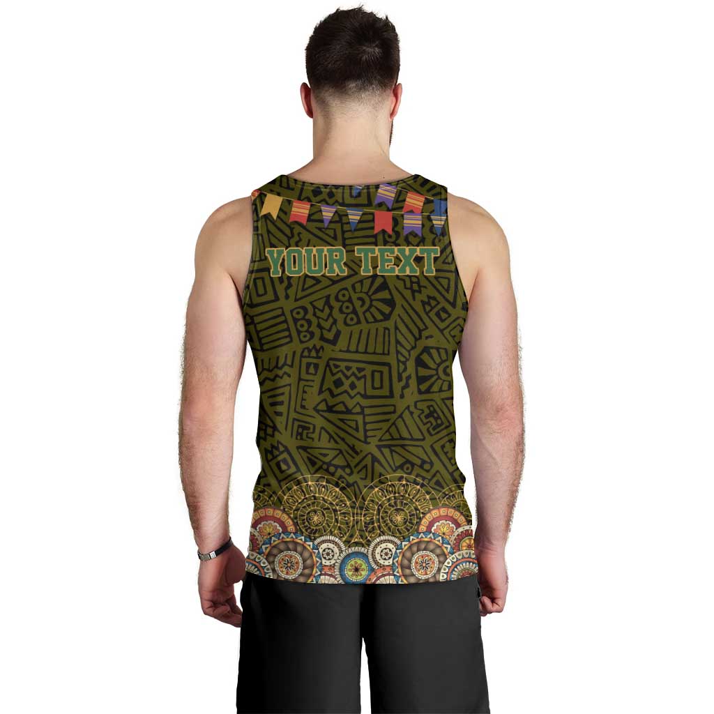 Personalized Mexico Cinco De Mayo Men Tank Top Chilli Pepper and Cactus