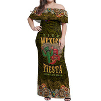 Personalized Mexico Cinco De Mayo Off Shoulder Maxi Dress Chilli Pepper and Cactus