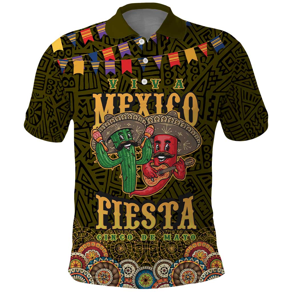 Personalized Mexico Cinco De Mayo Polo Shirt Chilli Pepper and Cactus