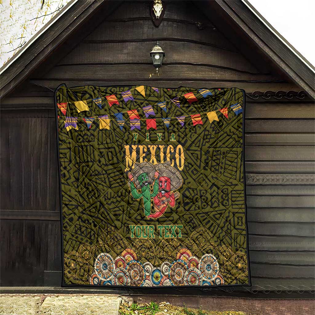 Personalized Mexico Cinco De Mayo Quilt Chilli Pepper and Cactus