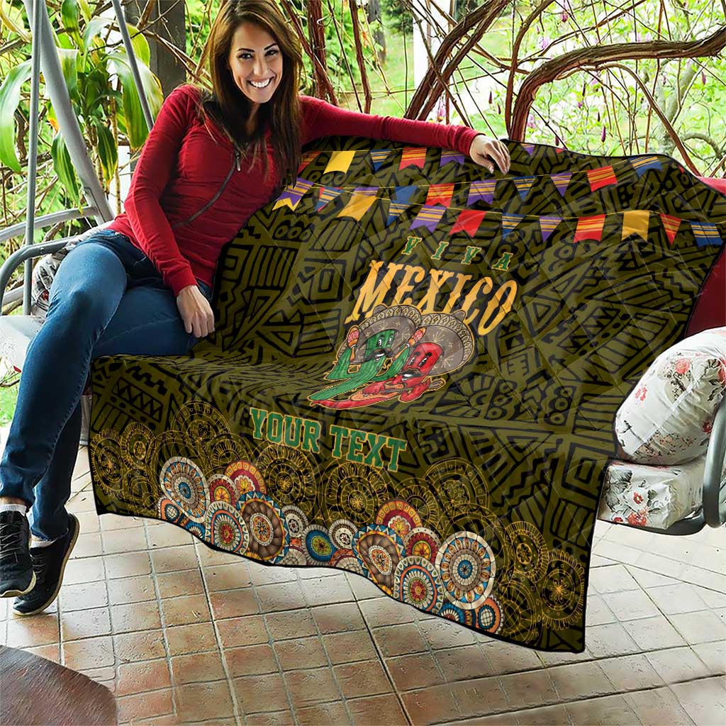 Personalized Mexico Cinco De Mayo Quilt Chilli Pepper and Cactus