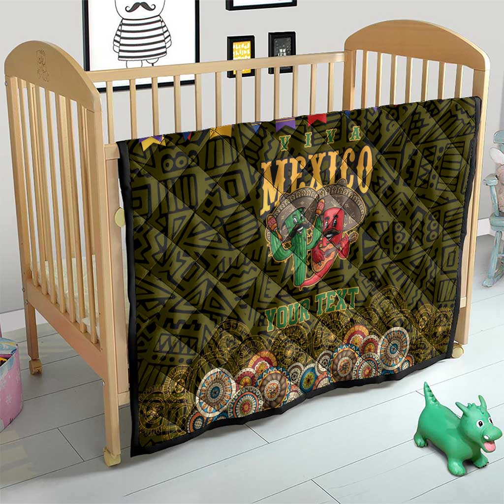 Personalized Mexico Cinco De Mayo Quilt Chilli Pepper and Cactus
