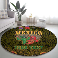 Personalized Mexico Cinco De Mayo Round Carpet Chilli Pepper and Cactus