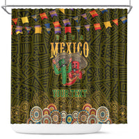 Personalized Mexico Cinco De Mayo Shower Curtain Chilli Pepper and Cactus