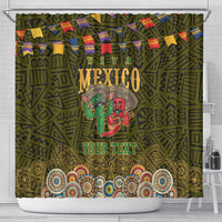 Personalized Mexico Cinco De Mayo Shower Curtain Chilli Pepper and Cactus