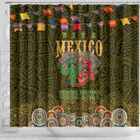 Personalized Mexico Cinco De Mayo Shower Curtain Chilli Pepper and Cactus