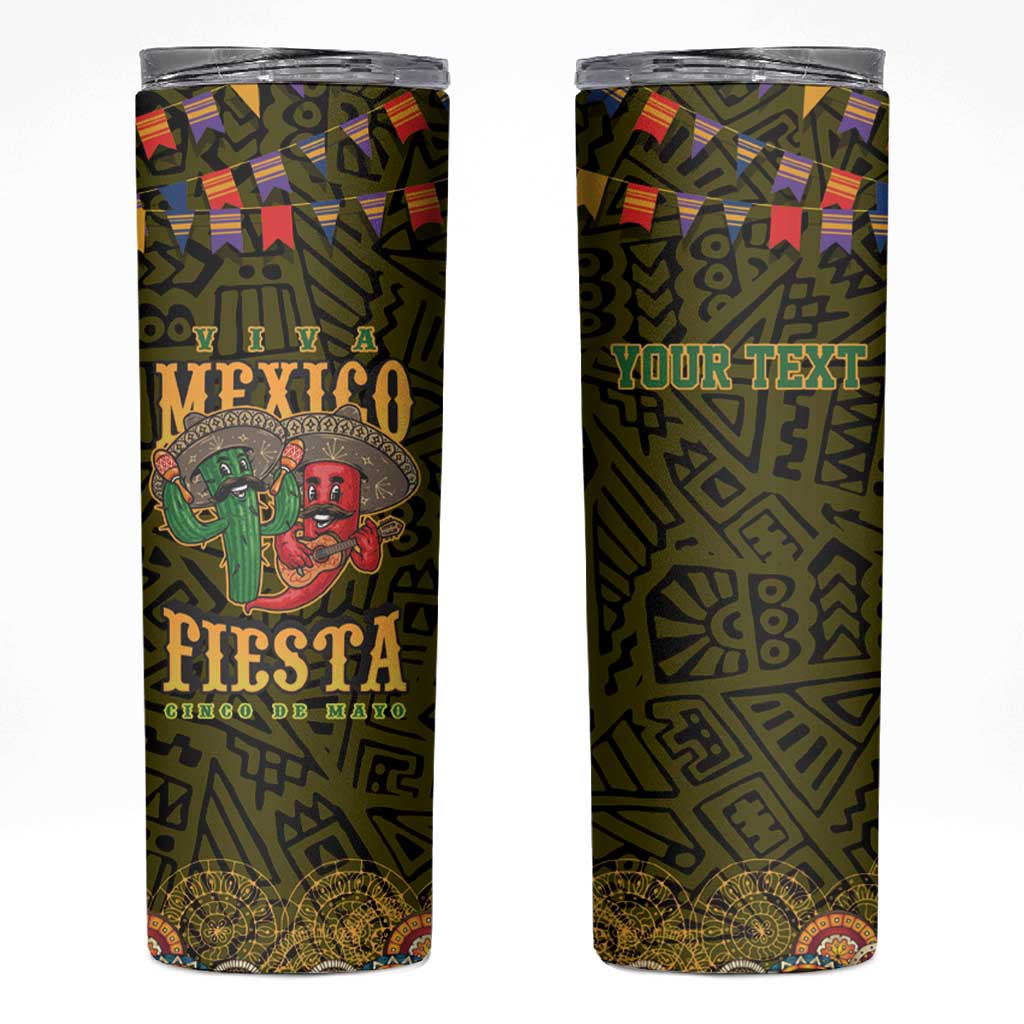 Personalized Mexico Cinco De Mayo Skinny Tumbler Chilli Pepper and Cactus