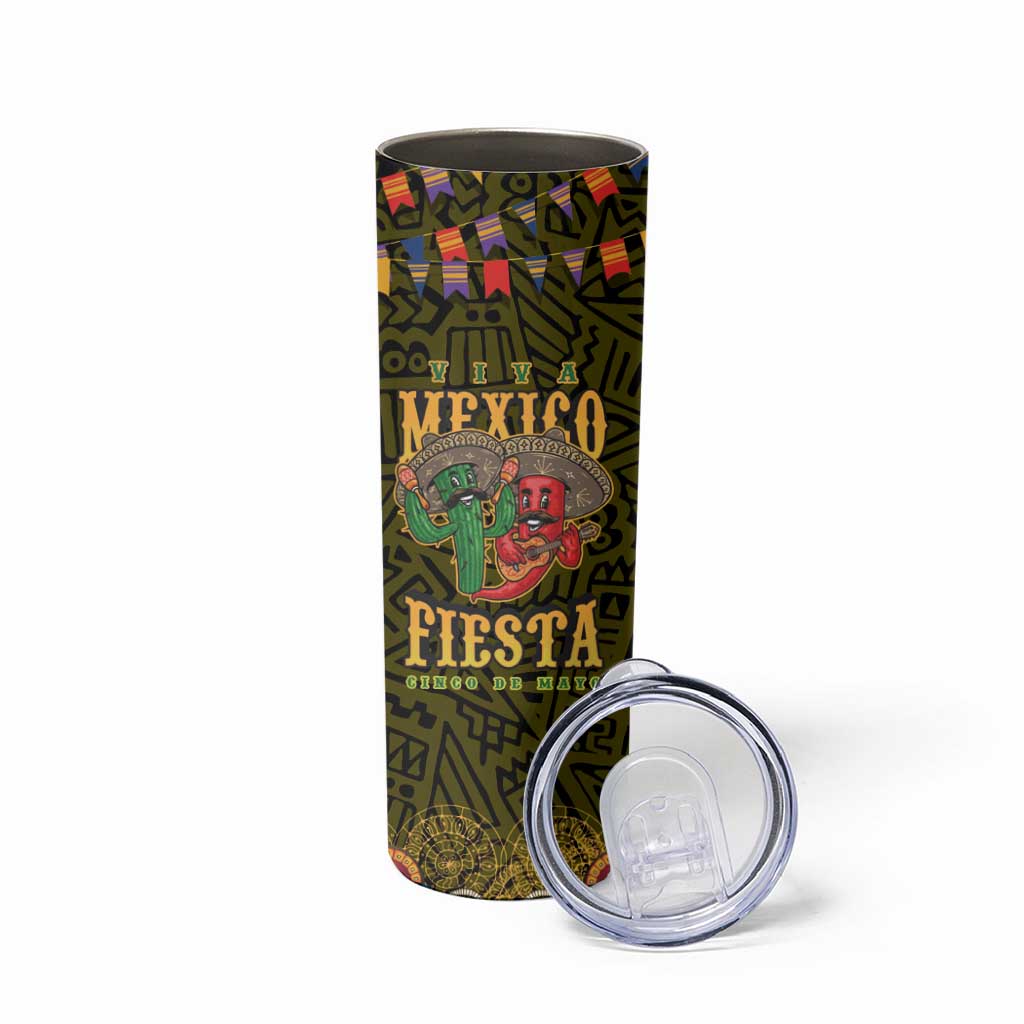 Personalized Mexico Cinco De Mayo Skinny Tumbler Chilli Pepper and Cactus