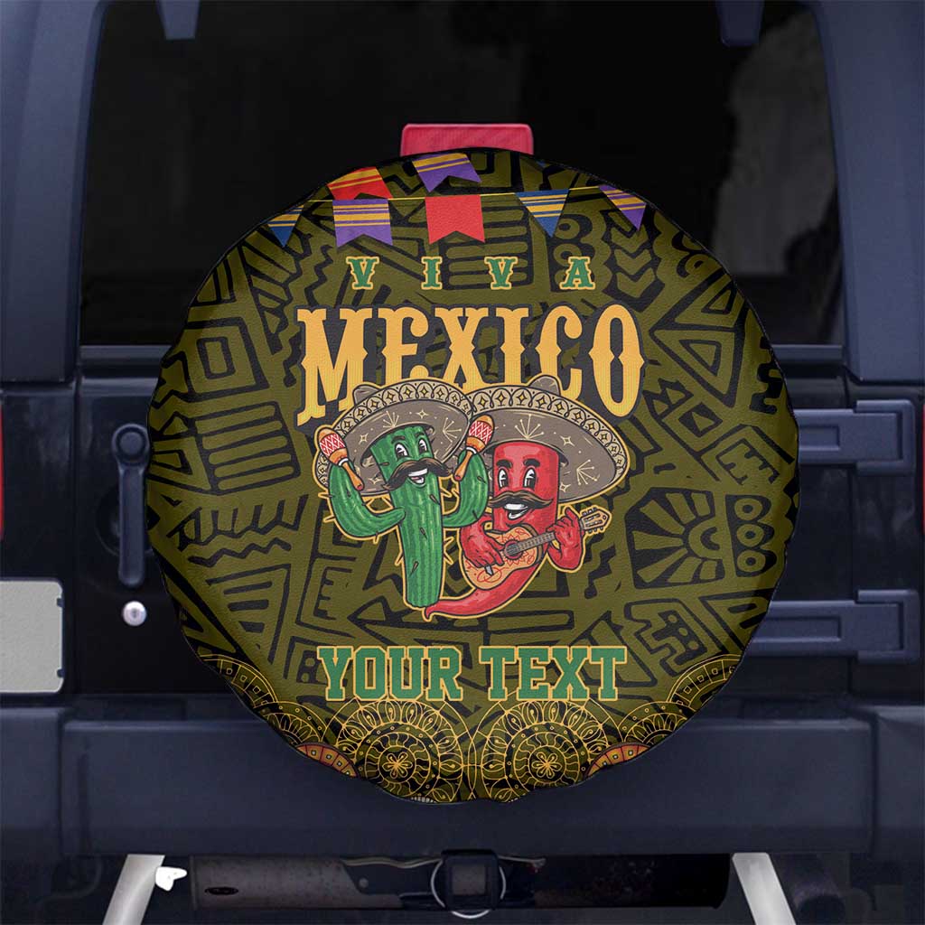 Personalized Mexico Cinco De Mayo Spare Tire Cover Chilli Pepper and Cactus